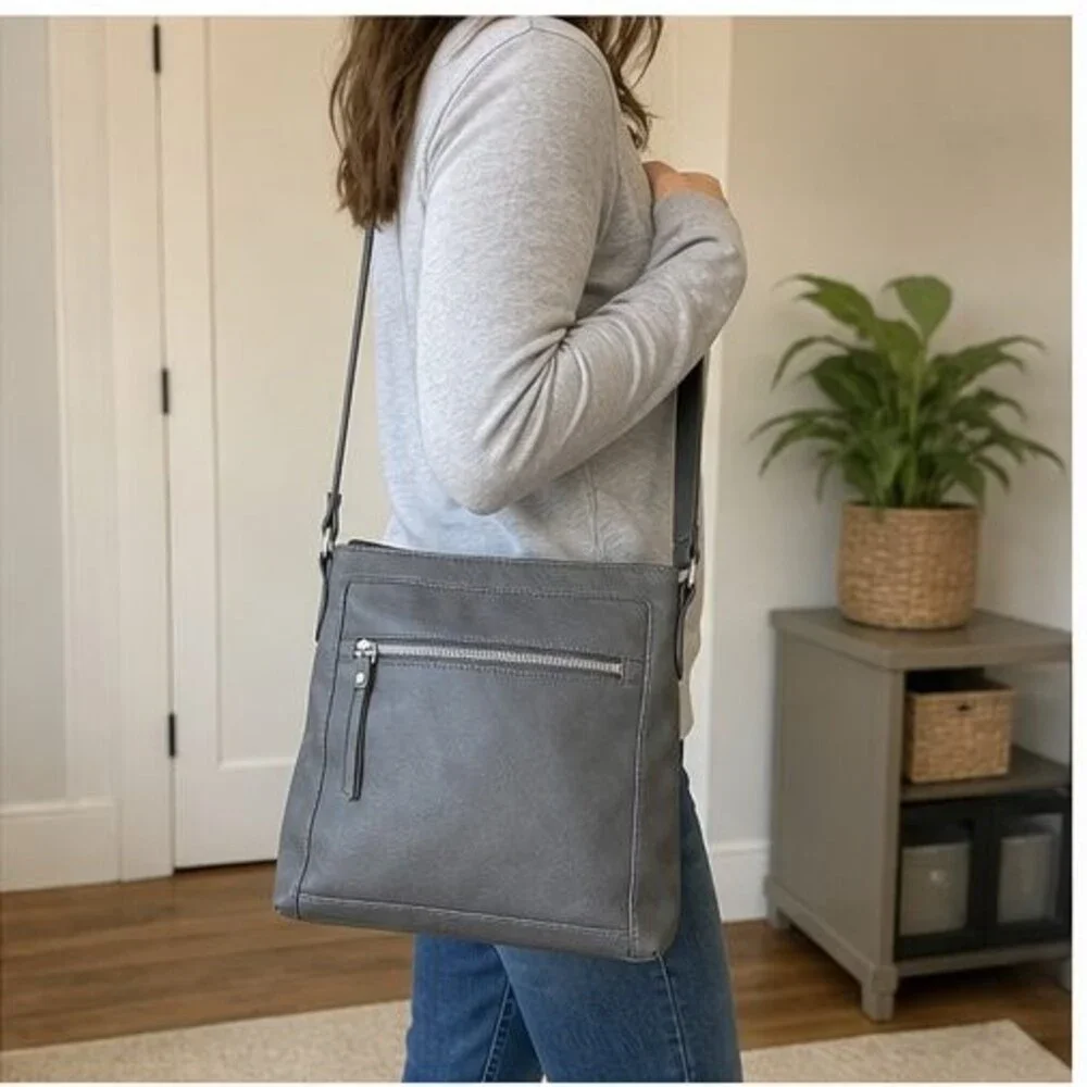 Gray Faux Leather Bag